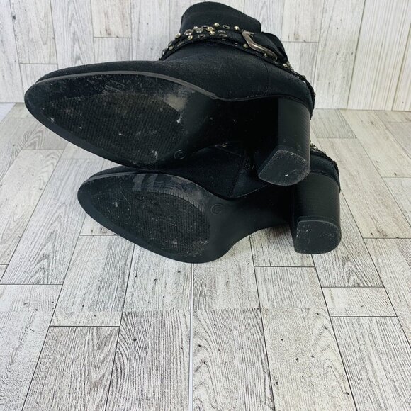 Cloudwalkers Westside Ankle Boots 7W Biker Western Strappy Stud Rhinestone Zip - Picture 11 of 16